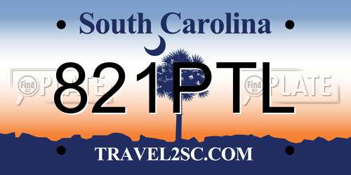 821PTL South Carolina License Plate