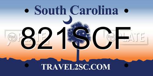 821SCF South Carolina License Plate