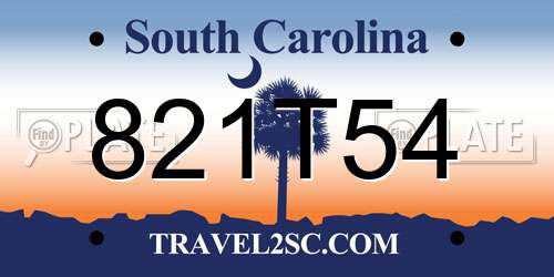 821T54 South Carolina License Plate