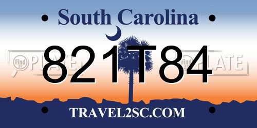 821T84 South Carolina License Plate