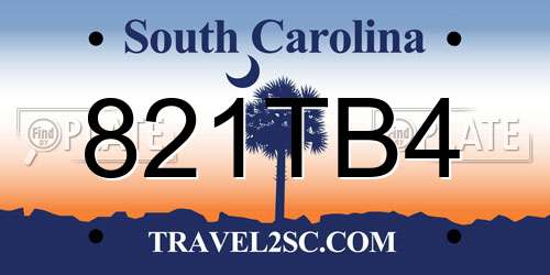 821TB4 South Carolina License Plate