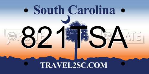 821TSA South Carolina License Plate