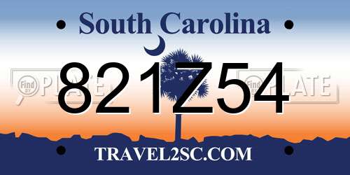 821Z54 South Carolina License Plate