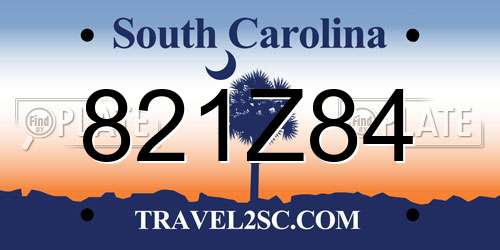 821Z84 South Carolina License Plate