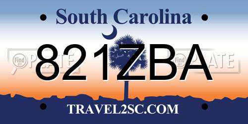 821ZBA South Carolina License Plate