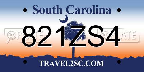 821ZS4 South Carolina License Plate