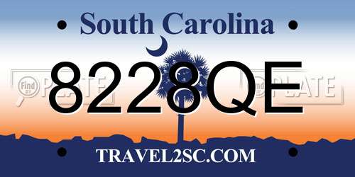 8228QE South Carolina License Plate