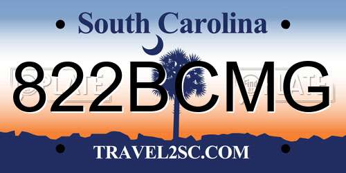 822BCMG South Carolina License Plate