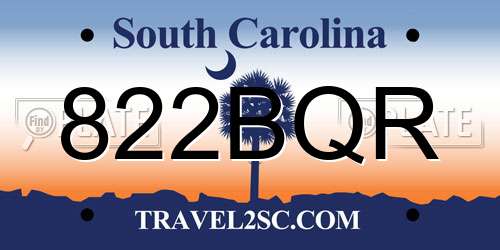 822BQR South Carolina License Plate