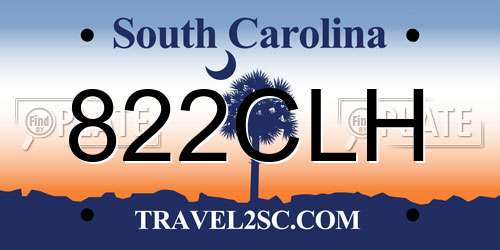 822CLH South Carolina License Plate