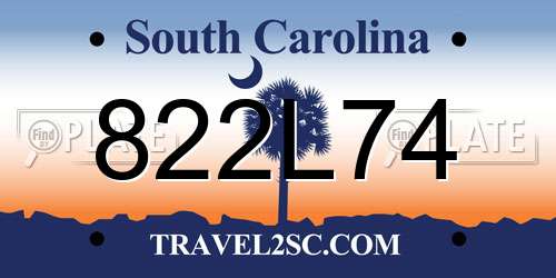 822L74 South Carolina License Plate