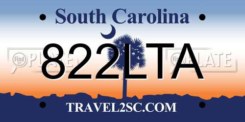 822LTA South Carolina License Plate