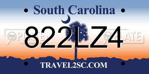 822LZ4 South Carolina License Plate