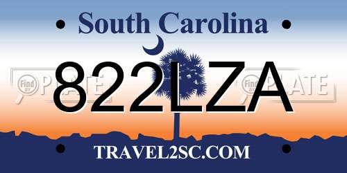 822LZA South Carolina License Plate