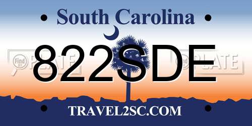 822SDE South Carolina License Plate