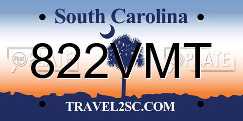 822VMT South Carolina License Plate