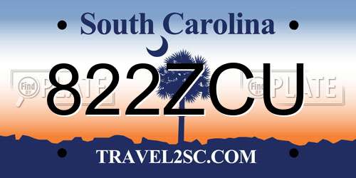 822ZCU South Carolina License Plate