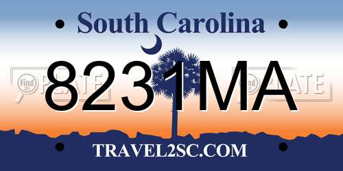 8231MA South Carolina License Plate