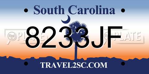 8233JF South Carolina License Plate