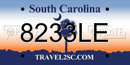 8233LE South Carolina License Plate