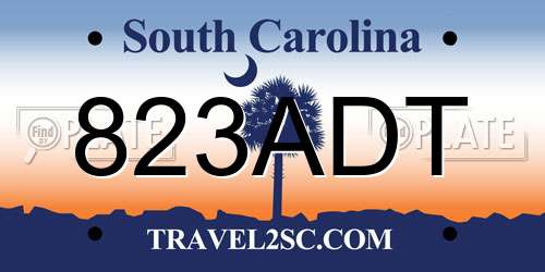 823ADT South Carolina License Plate