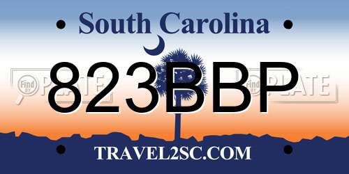 823BBP South Carolina License Plate