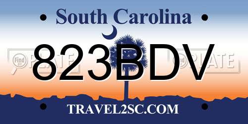 823BDV South Carolina License Plate