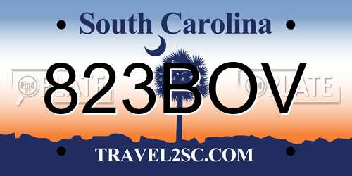 823BOV South Carolina License Plate