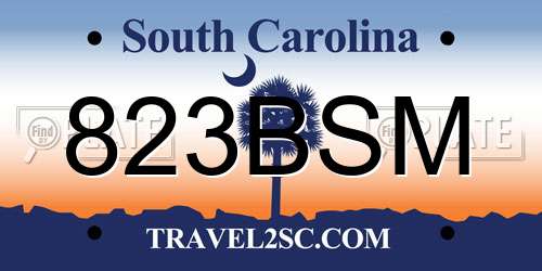 823BSM South Carolina License Plate
