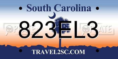 823EL3 South Carolina License Plate