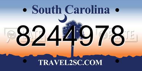 8244978 South Carolina License Plate