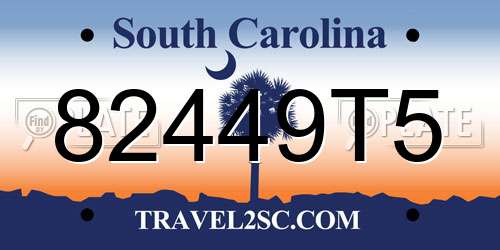 82449T5 South Carolina License Plate