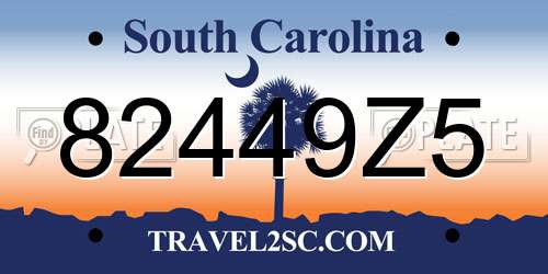 82449Z5 South Carolina License Plate