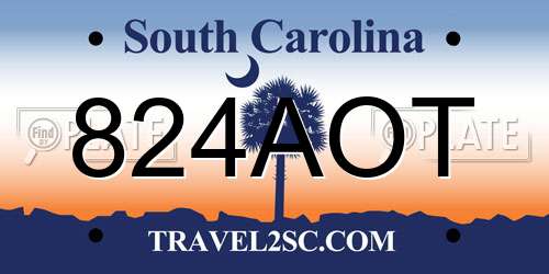 824AOT South Carolina License Plate