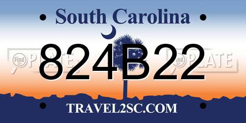824B22 South Carolina License Plate