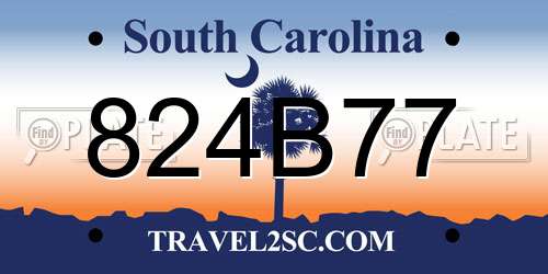 824B77 South Carolina License Plate