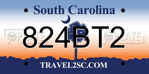 824BT2 South Carolina License Plate