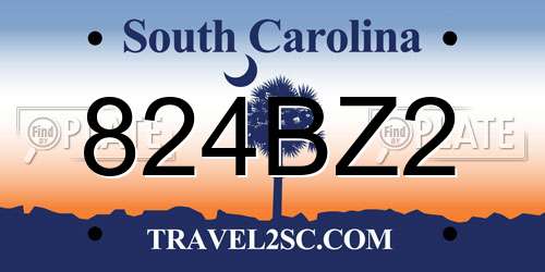824BZ2 South Carolina License Plate