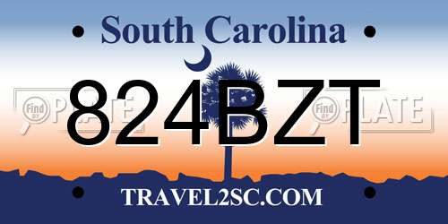 824BZT South Carolina License Plate