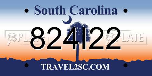 824I22 South Carolina License Plate