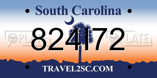 824I72 South Carolina License Plate