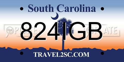 824IGB South Carolina License Plate