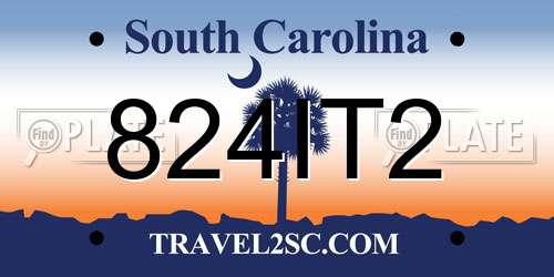 824IT2 South Carolina License Plate
