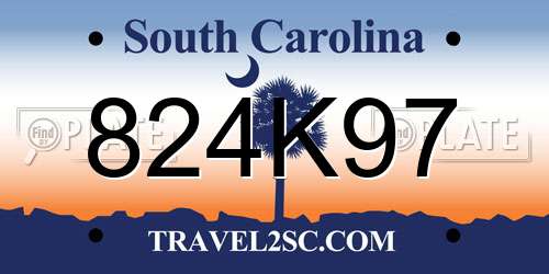 824K97 South Carolina License Plate