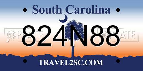 824N88 South Carolina License Plate