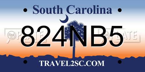 824NB5 South Carolina License Plate