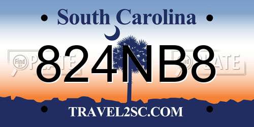 824NB8 South Carolina License Plate