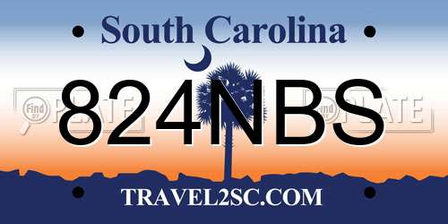 824NBS South Carolina License Plate