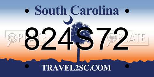 824S72 South Carolina License Plate