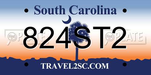 824ST2 South Carolina License Plate